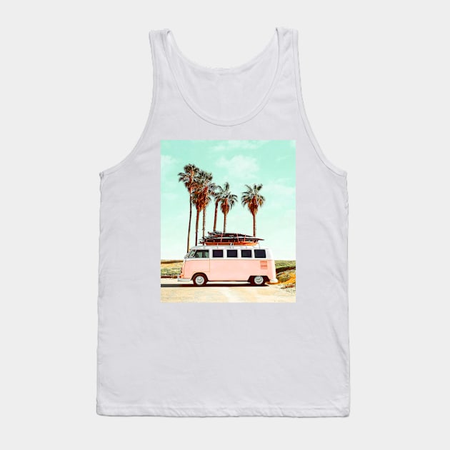 Orange Teal Palm Tank Top by Vintage Dream